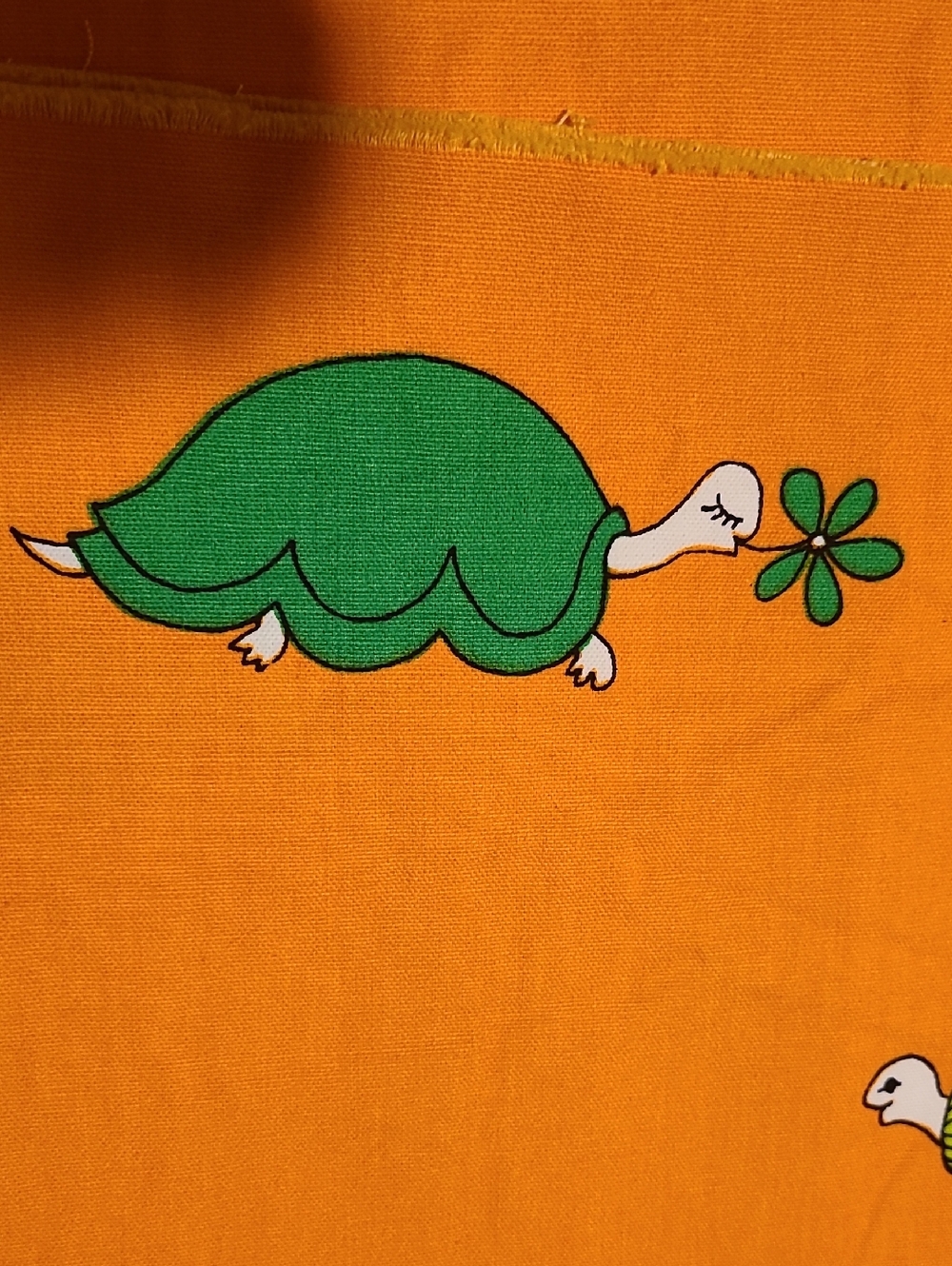 Vintage Turtle Fabric Cotton, Orange Green Thick Ameritex Co. - Picture 8 of 10